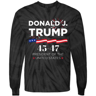 Donald J. Trump 45 47 President Inauguration Day 2025 Tie-Dye Long Sleeve Shirt