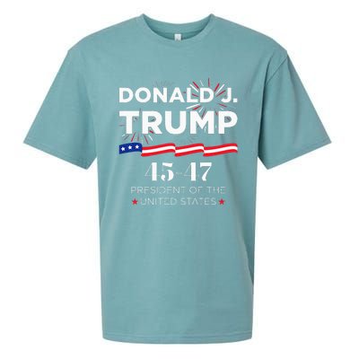 Donald J. Trump 45 47 President Inauguration Day 2025 Sueded Cloud Jersey T-Shirt