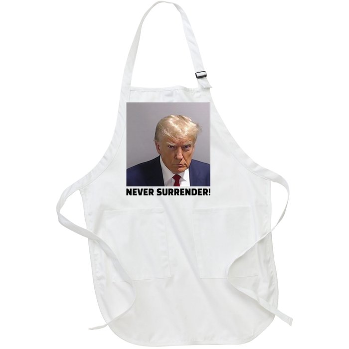 Donald J Trump Mug Shot Never Surrender Full-Length Apron With Pockets