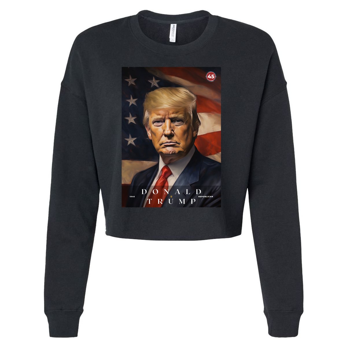 Donald J Trump 45th President Of The United States Portrait Cropped Pullover Crew