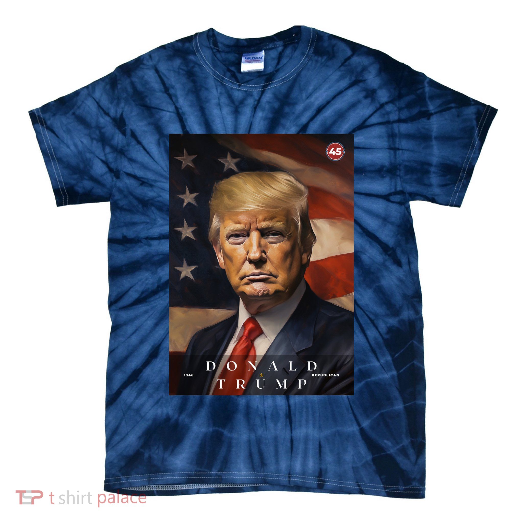Donald J Trump 45th President Of The United States Portrait Tie-Dye T-Shirt