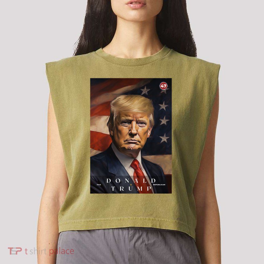 Donald J Trump 47th President Of The United States Portrait Garment-Dyed Women's Muscle Tee