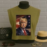 Donald J Trump 47th President Of The United States Portrait Garment-Dyed Women's Muscle Tee