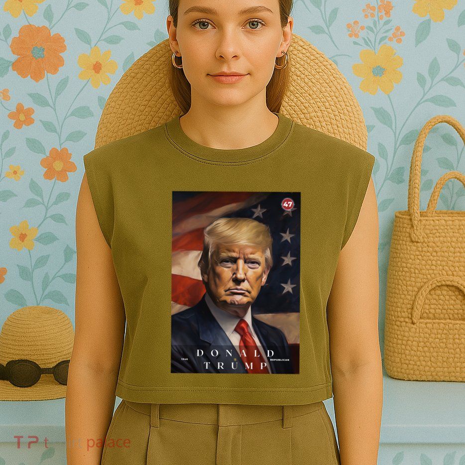 Donald J Trump 47th President Of The United States Portrait Garment-Dyed Women's Muscle Tee