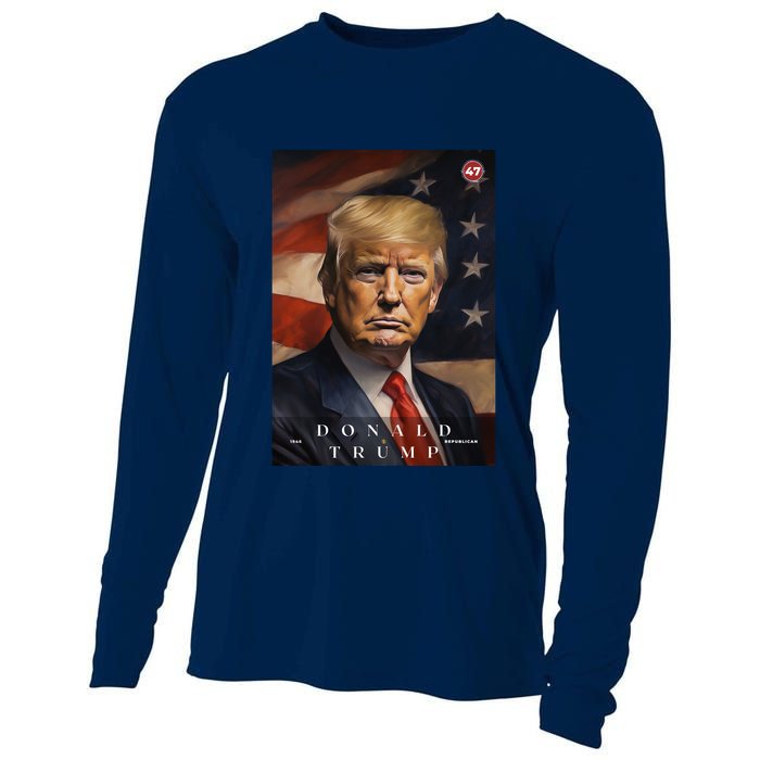 Donald J Trump 47th President Of The United States Portrait Cooling Performance Long Sleeve Crew