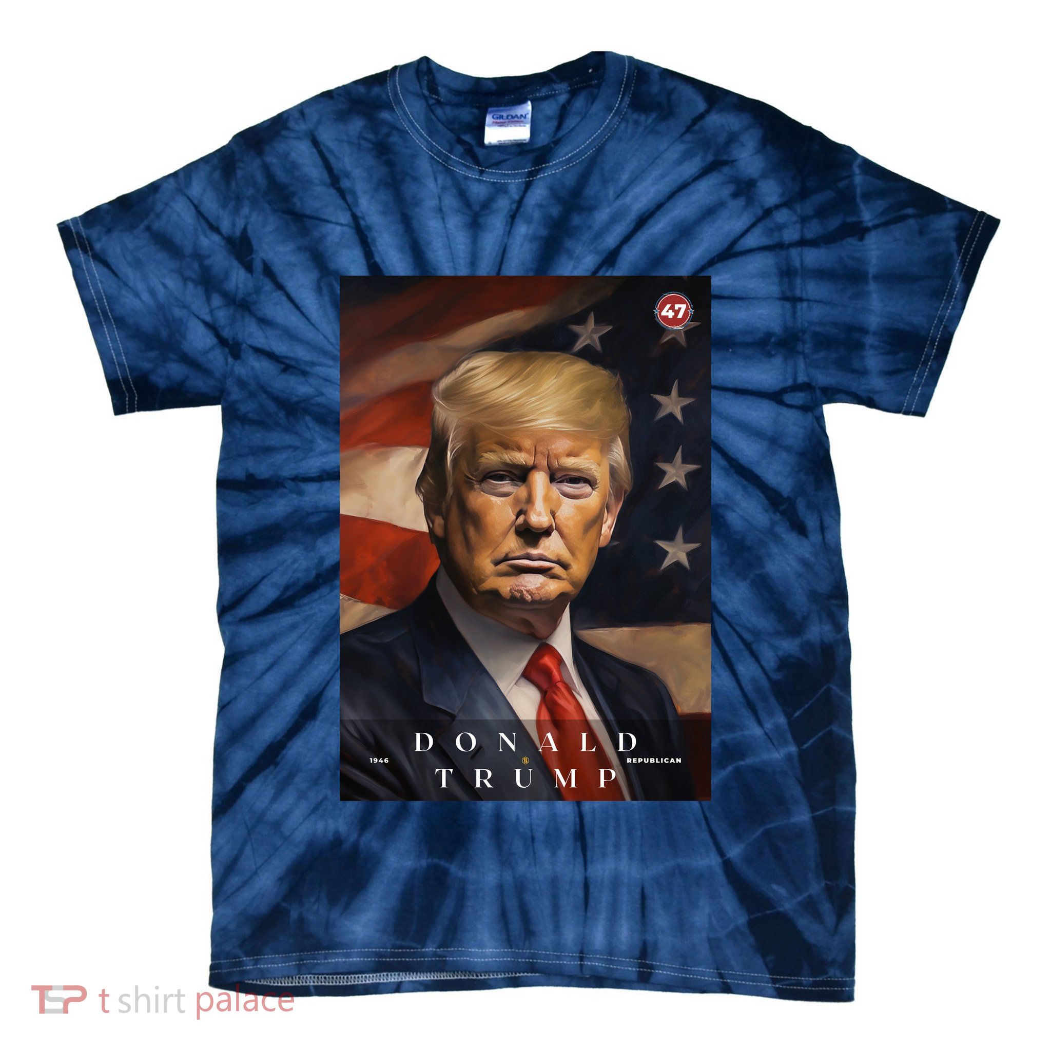 Donald J Trump 47th President Of The United States Portrait Tie-Dye T-Shirt