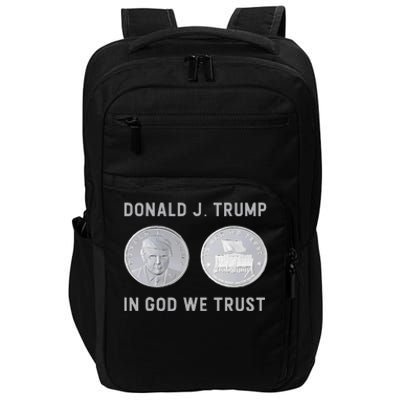 Donald J. Trump Silver Coin In God We Trust Silver Medallion Impact Tech Backpack