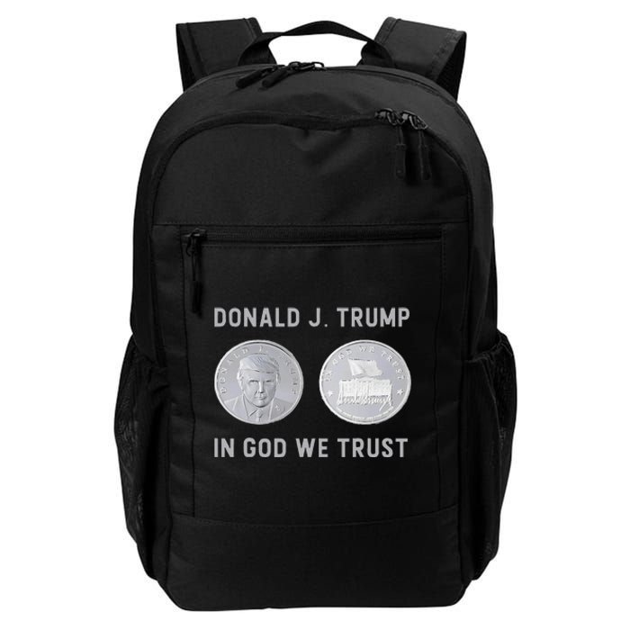 Donald J. Trump Silver Coin In God We Trust Silver Medallion Daily Commute Backpack