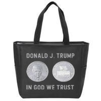 Donald J. Trump Silver Coin In God We Trust Silver Medallion Zip Tote Bag