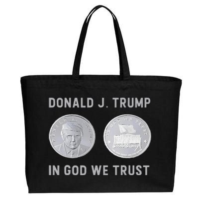 Donald J. Trump Silver Coin In God We Trust Silver Medallion Cotton Canvas Jumbo Tote