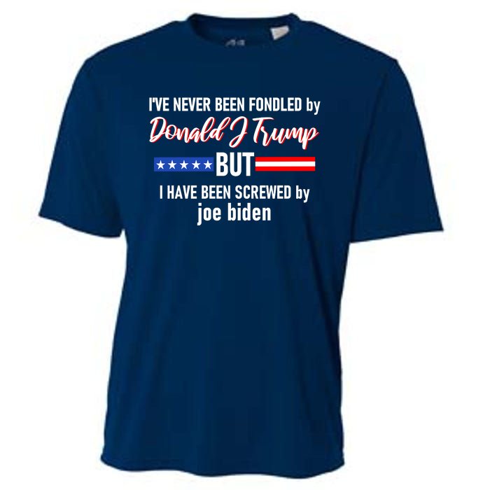 Donald J Trump 2024 Tired Of Being Screwed By Joe Biden Cooling Performance Crew T-Shirt