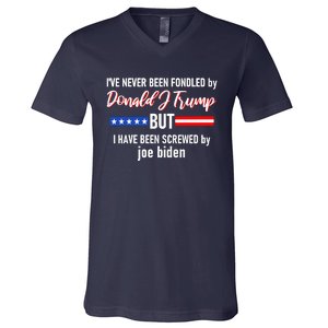 Donald J Trump 2024 Tired Of Being Screwed By Joe Biden V-Neck T-Shirt