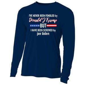 Donald J Trump 2024 Tired Of Being Screwed By Joe Biden Cooling Performance Long Sleeve Crew