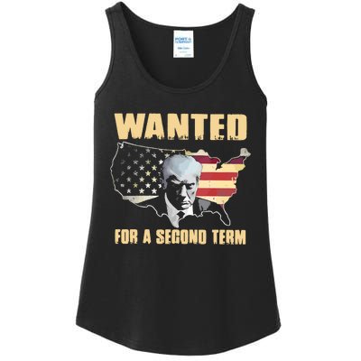 Donald J. Trump Wanted For Second Term Ladies Essential Tank