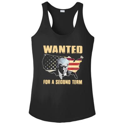 Donald J. Trump Wanted For Second Term Ladies PosiCharge Competitor Racerback Tank