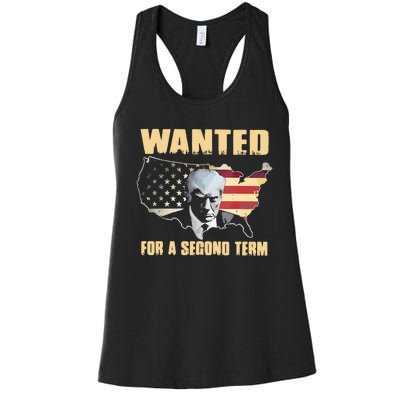 Donald J. Trump Wanted For Second Term Women's Racerback Tank