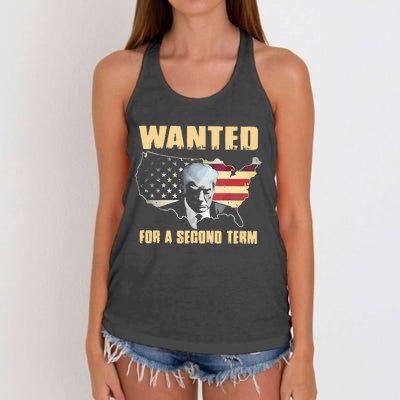 Donald J. Trump Wanted For Second Term Women's Knotted Racerback Tank