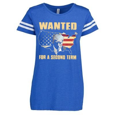 Donald J. Trump Wanted For Second Term Enza Ladies Jersey Football T-Shirt