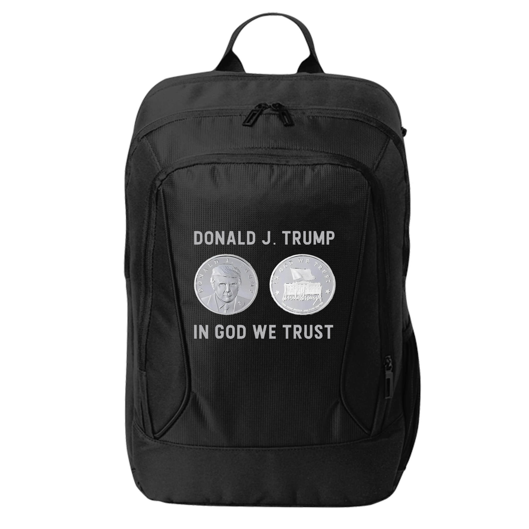 Donald J. Trump Silver Coin In God We Trust Silver Medallion City Backpack