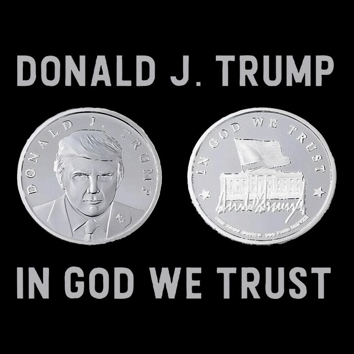 Donald J. Trump Silver Coin In God We Trust Silver Medallion Women's V-Neck T-Shirt