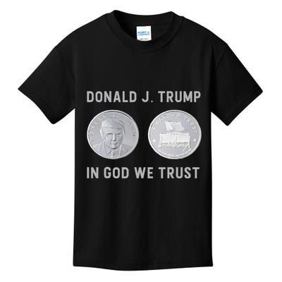 Donald J. Trump Silver Coin In God We Trust Silver Medallion Kids T-Shirt