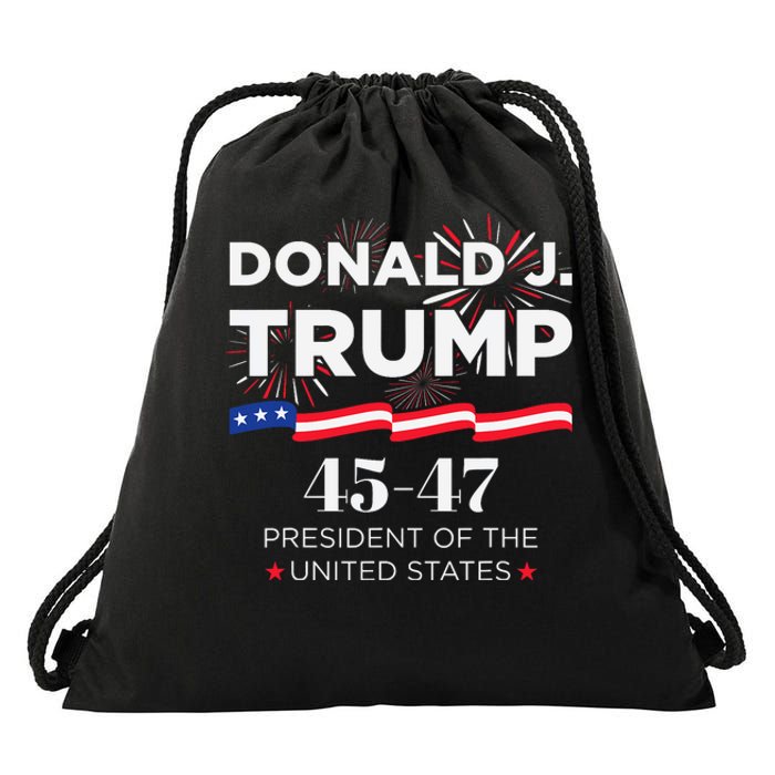 Donald J. Trump 45 47 President Inauguration Day 2025 Drawstring Bag