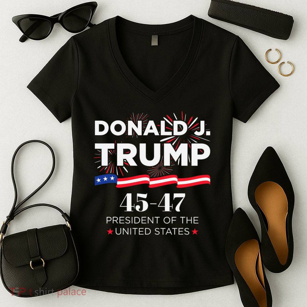 Donald J. Trump 45 47 President Inauguration Day 2025 Women's V-Neck T-Shirt