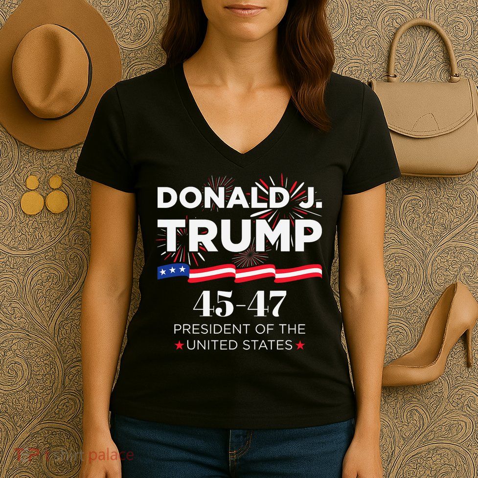 Donald J. Trump 45 47 President Inauguration Day 2025 Women's V-Neck T-Shirt