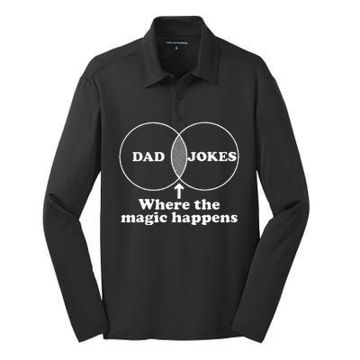 Dad Jokes Venn Diagram Silk Touch Performance Long Sleeve Polo