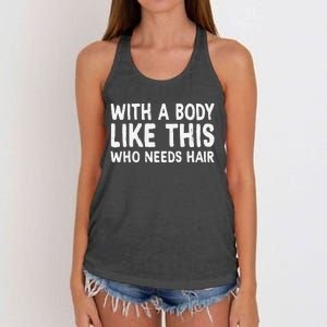 Dad Jokes With A Body Like This Balding Dad Funny Women's Knotted Racerback Tank