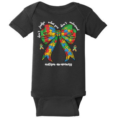 Don't Judge What You Don't Understand Autism Women Mom Bow Baby Bodysuit