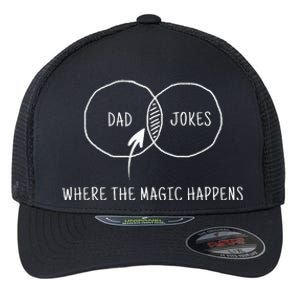 Dad Jokes Where The Magic Happens Flexfit Unipanel Trucker Cap