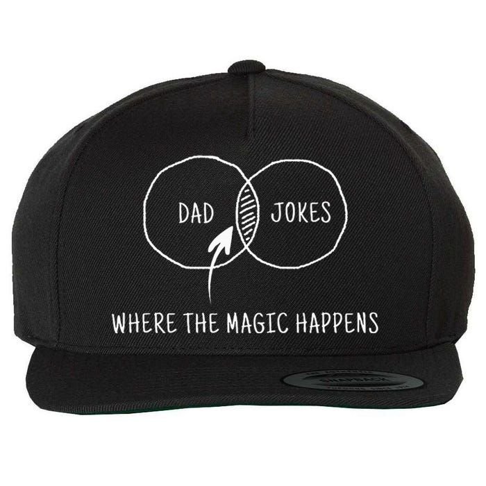 Dad Jokes Where The Magic Happens Wool Snapback Cap