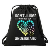 Dont Judge What You Dont Understand Autism Puzzle Heart Drawstring Bag