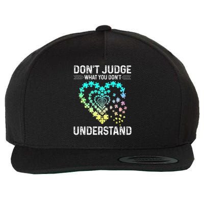 Dont Judge What You Dont Understand Autism Puzzle Heart Wool Snapback Cap