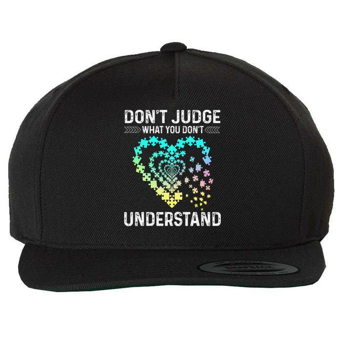 Dont Judge What You Dont Understand Autism Puzzle Heart Wool Snapback Cap