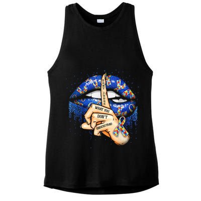 Don't Judge What You Don't Understand Autism Awareness Lips Ladies PosiCharge Tri-Blend Wicking Tank