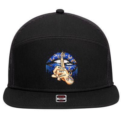 Don't Judge What You Don't Understand Autism Awareness Lips 7 Panel Mesh Trucker Snapback Hat