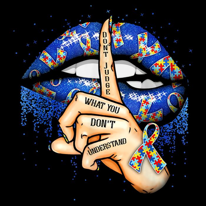 Don't Judge What You Don't Understand Autism Awareness Lips Drawstring Bag