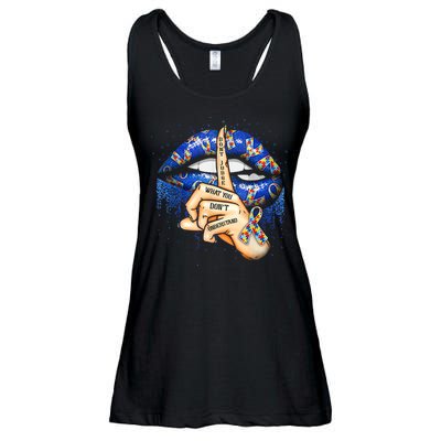 Don't Judge What You Don't Understand Autism Awareness Lips Ladies Essential Flowy Tank