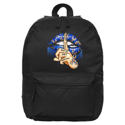 Don't Judge What You Don't Understand Autism Awareness Lips 16 in Basic Backpack