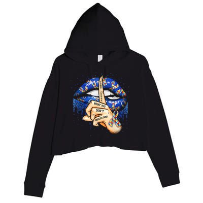 Don't Judge What You Don't Understand Autism Awareness Lips Crop Fleece Hoodie