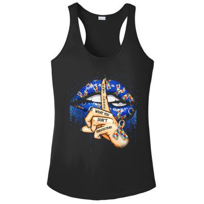 Don't Judge What You Don't Understand Autism Awareness Lips Ladies PosiCharge Competitor Racerback Tank