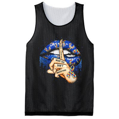 Don't Judge What You Don't Understand Autism Awareness Lips Mesh Reversible Basketball Jersey Tank