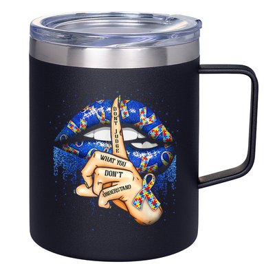 Don't Judge What You Don't Understand Autism Awareness Lips 12oz Stainless Steel Coffee Mug