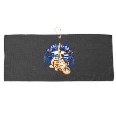 Don't Judge What You Don't Understand Autism Awareness Lips Large Microfiber Waffle Golf Towel
