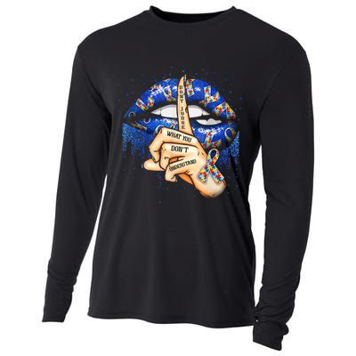 Don't Judge What You Don't Understand Autism Awareness Lips Cooling Performance Long Sleeve Crew