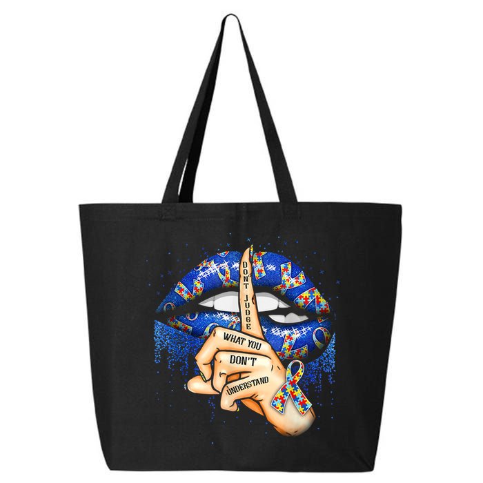 Don't Judge What You Don't Understand Autism Awareness Lips 25L Jumbo Tote
