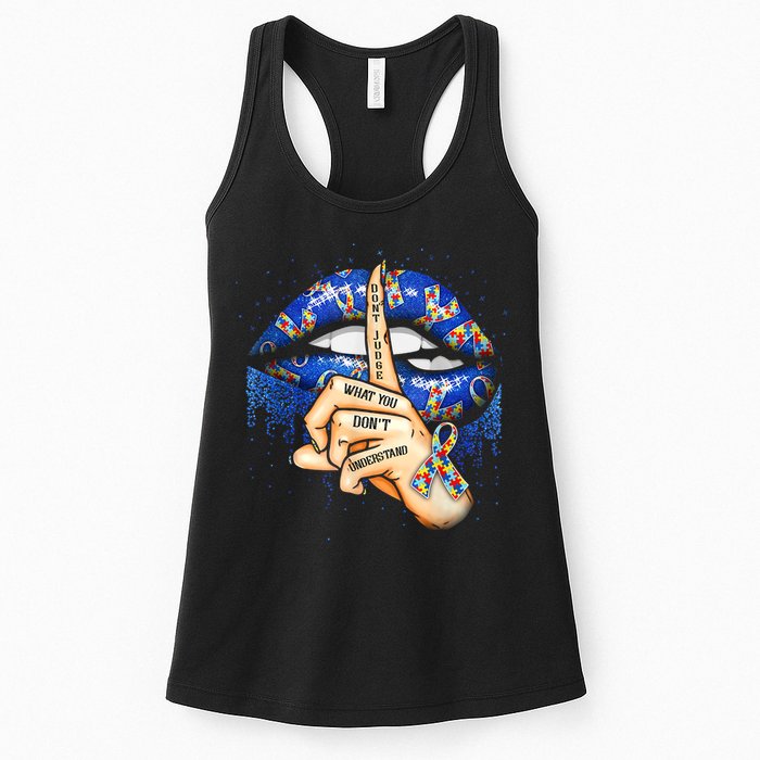 Don't Judge What You Don't Understand Autism Awareness Lips Womens Tank Top