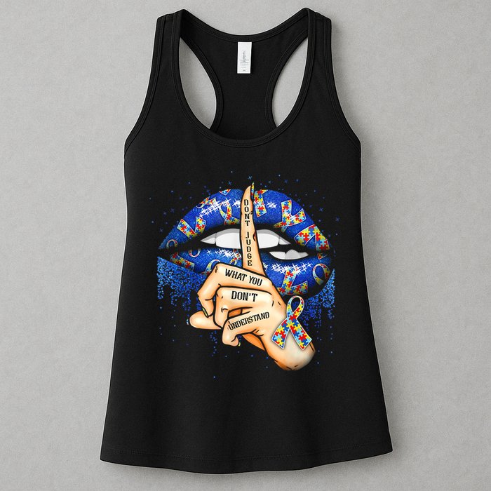 Don't Judge What You Don't Understand Autism Awareness Lips Womens Tank Top